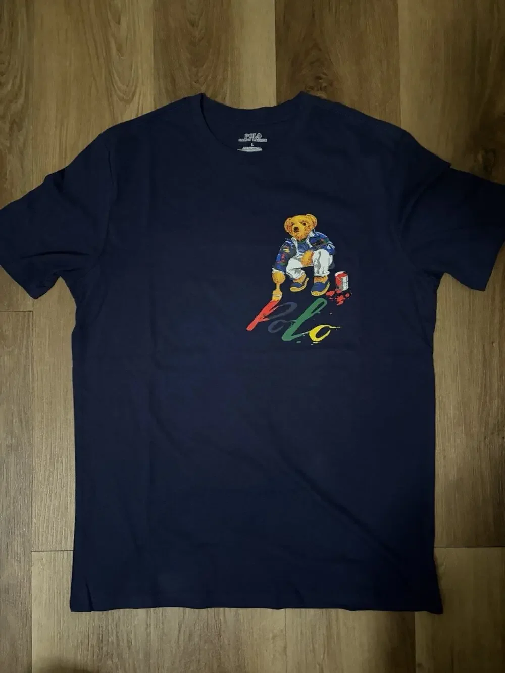 Polo Ralph Lauren Painter Bear T Shirt Navy Blue Men’s L Classic Fit G
